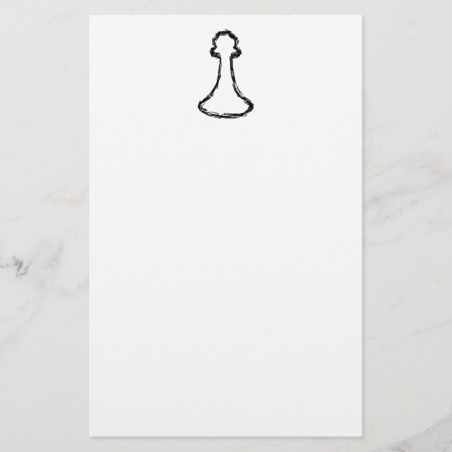 Schachstück. Schwarze Skizze. Briefpapier (Vorderseite)