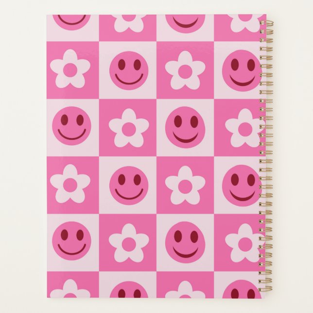 Schachte Blume und fröhliche Gesichter rosa Planer (Rückseite)