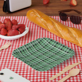 Schachte Karierte Karton-grüne Streifen auf schwar Pappteller