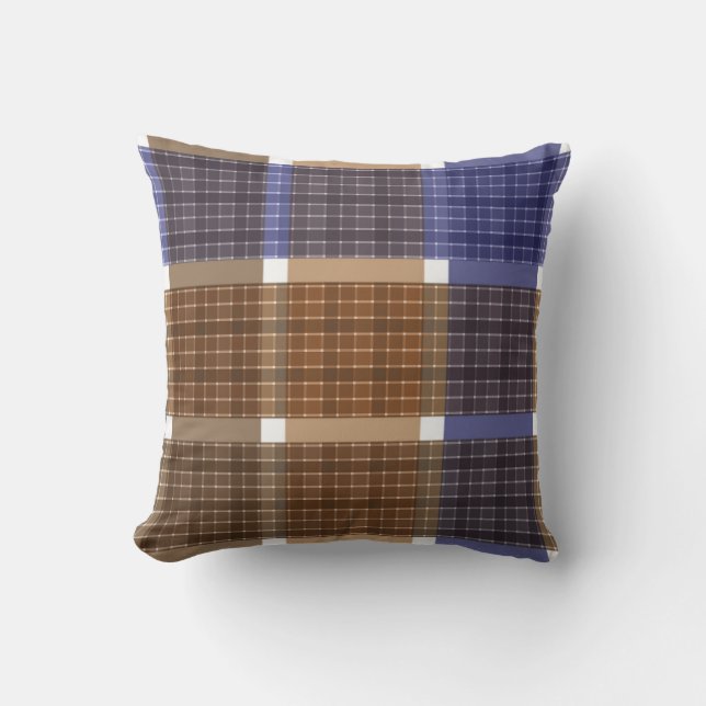 Schachte karierte tartan-braune violette Retrofarb Kissen (Vorderseite)