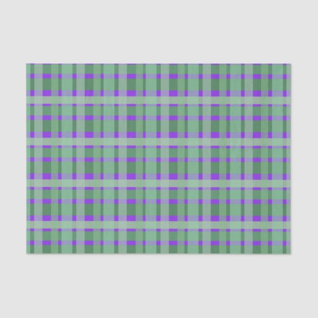 Schachte Karierte Tartan-Streifen auf Lila Seidenpapier (Vorderseite)