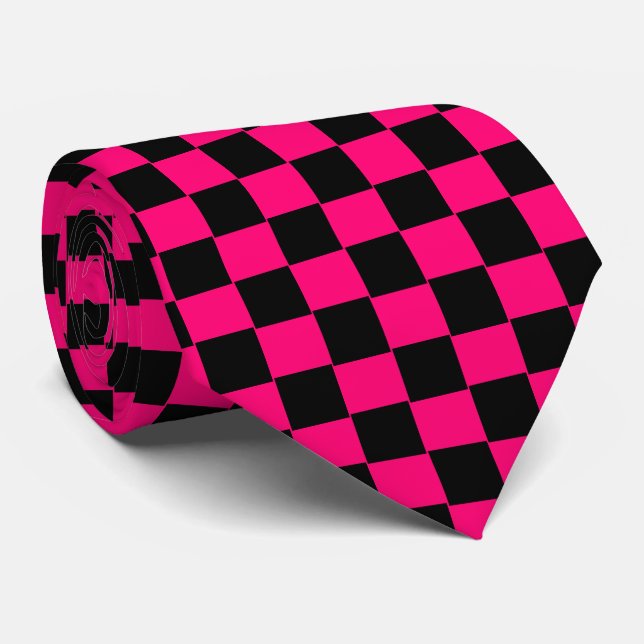 Schachte Krawatte in Schwarz und Rosa (Gerollt)