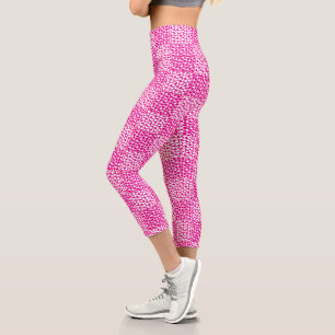 Schachte Liebe in Magenta und Weiß Capri Leggings