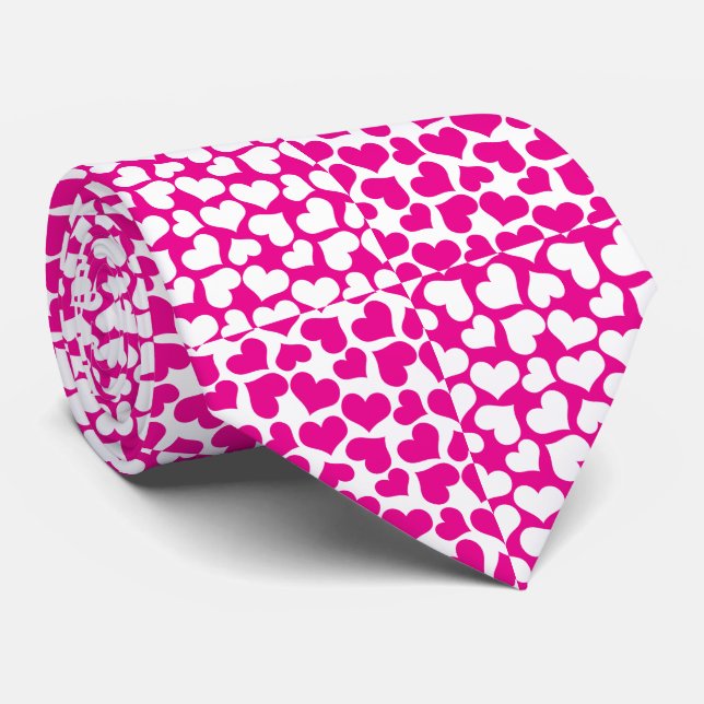 Schachte Liebe in Magenta und Weiß Krawatte (Gerollt)