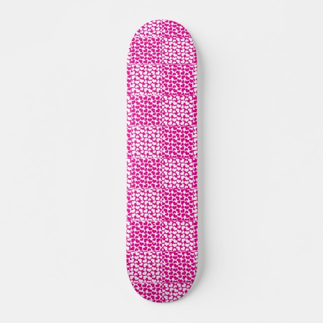 Schachte Liebe in Magenta und Weiß Skateboard (Vorne)