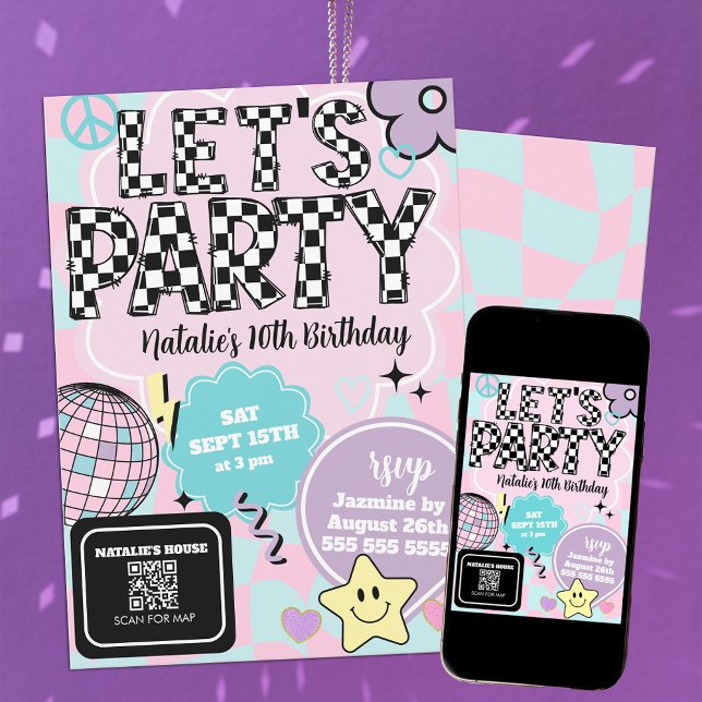 Schachte Retro Groovy Disco Zum Party Geburtstag Einladung (Von Creator hochgeladen)