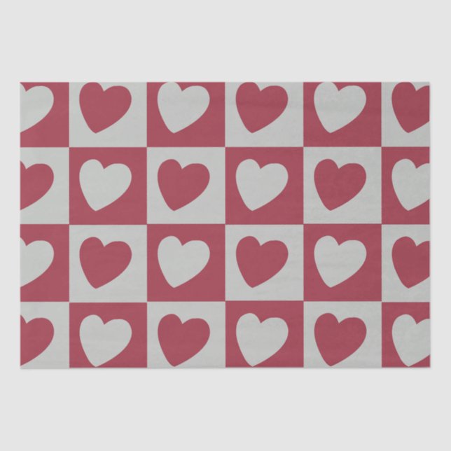 Schachte rote graue Liebe Herz überprüft Seidenpapier (Vorderseite)