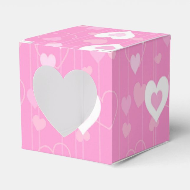 Schachtel für das Muster "Herz" in Rosa und Weiß Geschenkschachtel (Vorderseite)