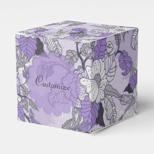 Schachtel für elegante Lavender & White Floral Cub Geschenkschachtel (Vorderseite)