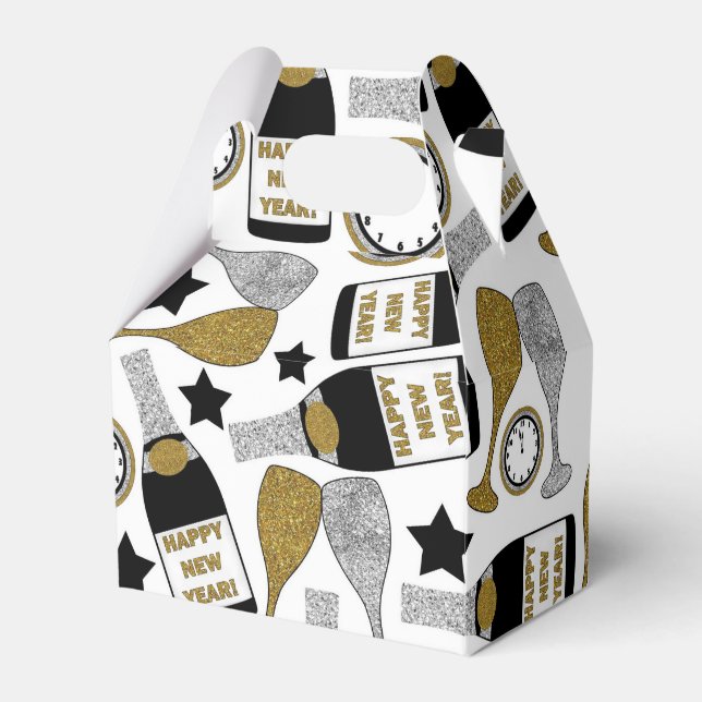 Schachtel für Gastgeschenk mit Sektmuster Geschenkschachtel (Vorderseite)