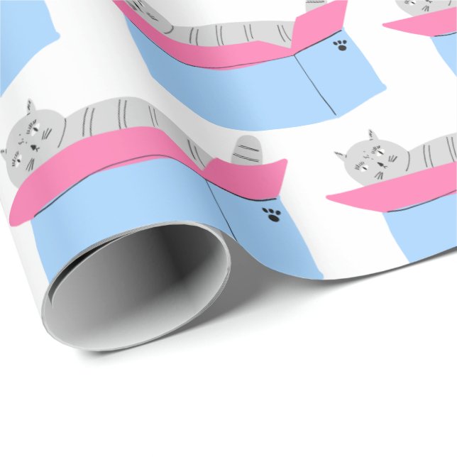 Schachtel für graue Katze Geschenkpapier (Rolleneckpunkt)