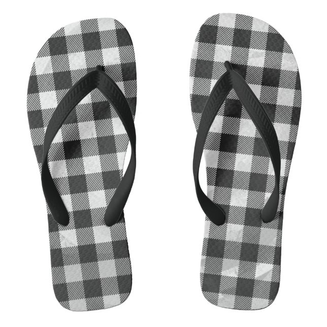 Schachtel Kariert Schwarz/Weiß Flip Flops (Fußbett)