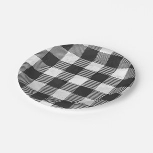 Schachtel Kariert Schwarz/Weiß Pappteller