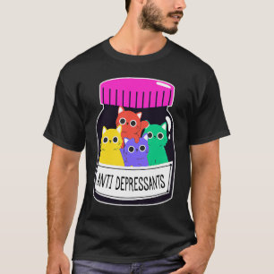 Schachtel mit Antidepressiva-Pillen und Katzen Ant T-Shirt