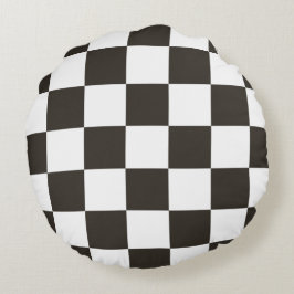 Schachtel (Schwarz und Weiß) (Muster des Schachbre Rundes Kissen