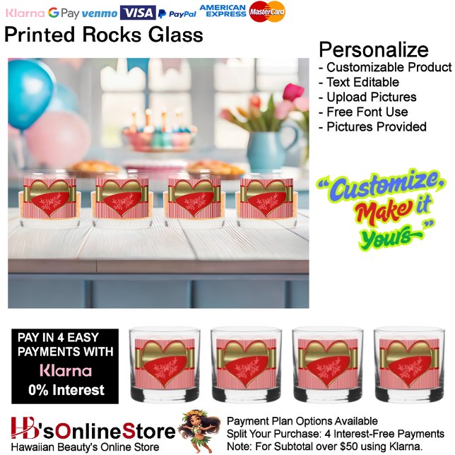 Schachteln aus Hearts Rock Glass Trinkbehälter Set Whiskyglas (Boxes of Hearts Rock Glass Drinkware Set of 4.)