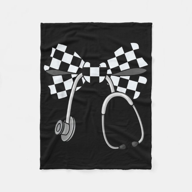 Schachter Coquette Nurse Stethoscope Bow Checkered Fleecedecke (Vorderseite)