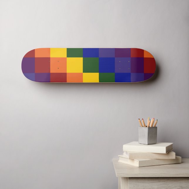 Schachter Regenbogen Skateboard (Wandkunst (Horz))