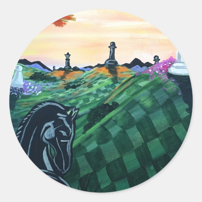 Schachwelt Runder Aufkleber (Vorderseite)