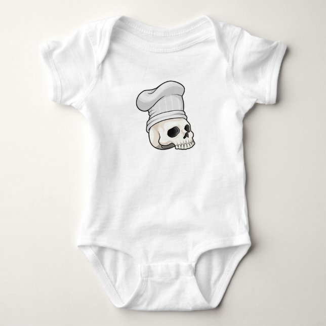 Schädel als Koch mit Koch Hut Baby Strampler (Vorderseite)