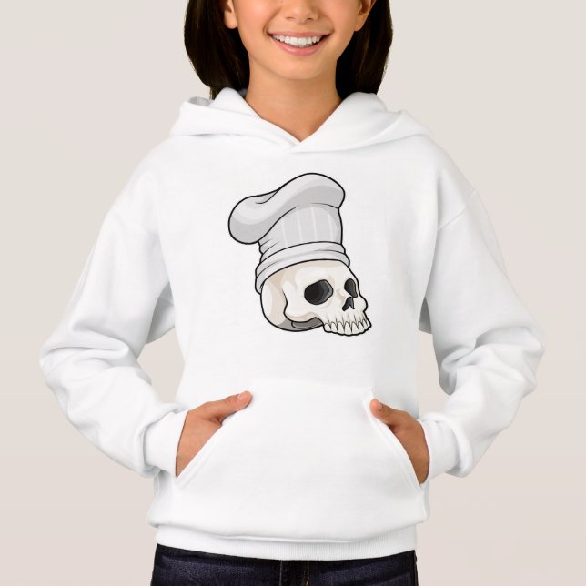 Schädel als Koch mit Koch Hut Hoodie (Vorderseite)