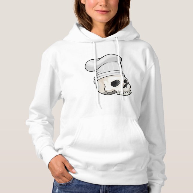Schädel als Koch mit Koch Hut Hoodie (Vorderseite)