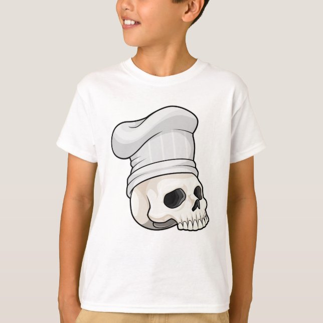 Schädel als Koch mit Koch Hut T-Shirt (Vorderseite)