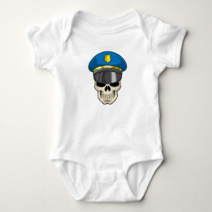 Schädel als Polizeibeamter mit Polizeihut Baby Strampler