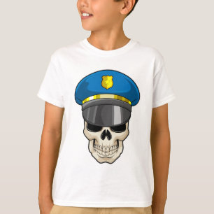 Schädel als Polizeibeamter mit Polizeihut T-Shirt