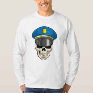 Schädel als Polizeibeamter mit Polizeihut T-Shirt