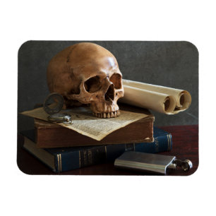 Schädel auf Buch-Fotomagneten Magnet