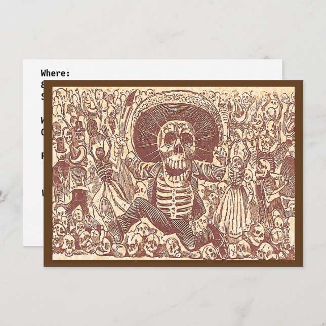 Schädel aus Oaxaca, La Calavera Oaxaqueña Einladung (Vorne/Hinten)