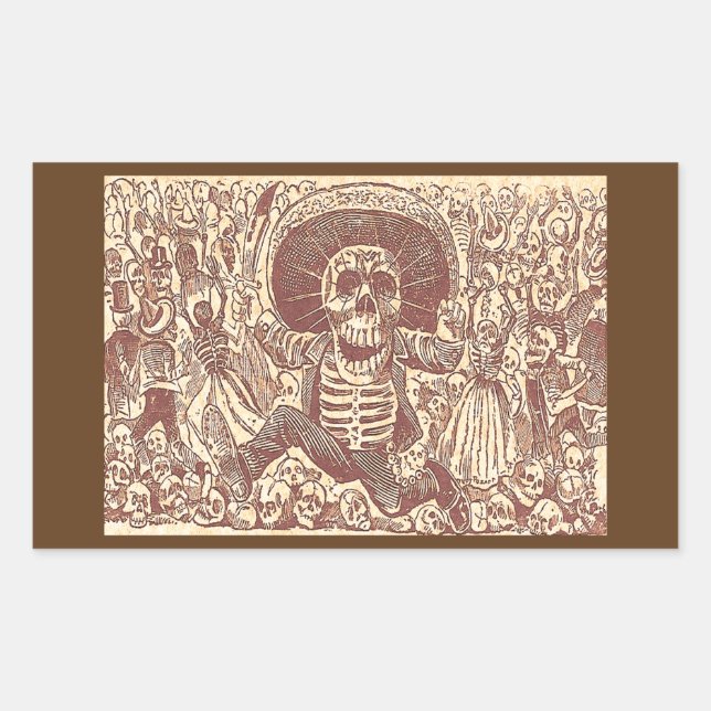 Schädel aus Oaxaca, La Calavera Oaxaqueña Rechteckiger Aufkleber (Vorderseite)