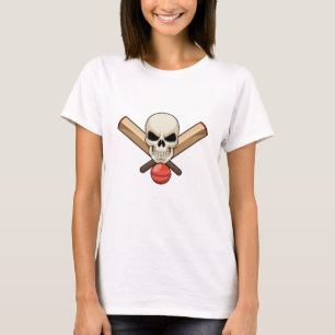 Schädel bei Cricket mit Cricket-Schläger T-Shirt