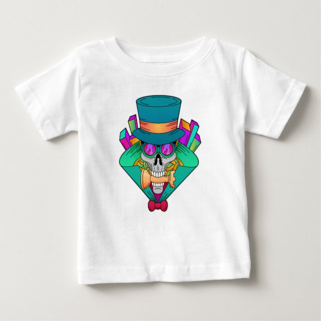 Schädel beim Schach mit Schachstück Rook Baby T-shirt (Vorderseite)