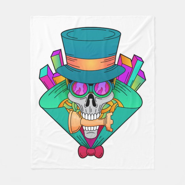 Schädel beim Schach mit Schachstück Rook Fleecedecke (Vorderseite)