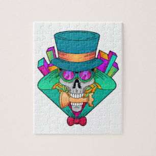 Schädel beim Schach mit Schachstück Rook Puzzle