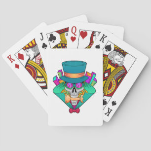 Schädel beim Schach mit Schachstück Rook Spielkarten