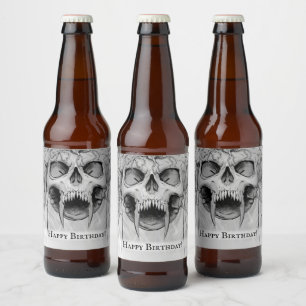 Schädel Bierflaschenetikett