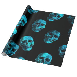 Schädel blau 2 geschenkpapier