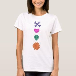 Schädel, Blume, Herz, Knochen Creepische Tasten T  T-Shirt