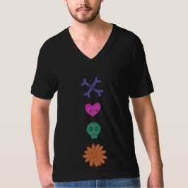 Schädel, Blume, Herz, Knochen Creepische Tasten T  T-Shirt