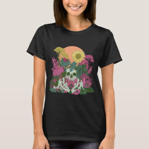 Schädel-Blumenpilz-Botanische Kunst T-Shirt