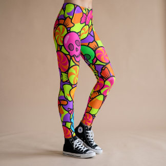 Schädel Candy Muster Halloween Leggings Yoga Hosen