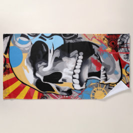 Schädel-Collage Street Art Illustration Strandtuch