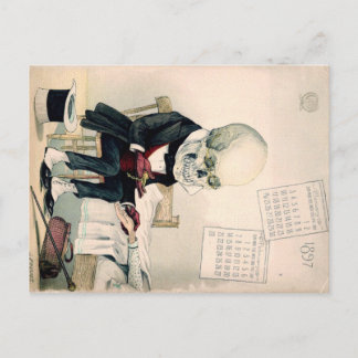 Schädel der 1900er Jahre, Skelett für pharmazeutis Postkarte