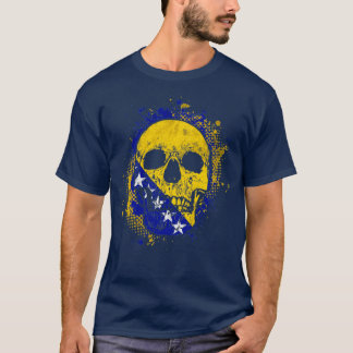 Schädel der bosnischen Flagge T-Shirt