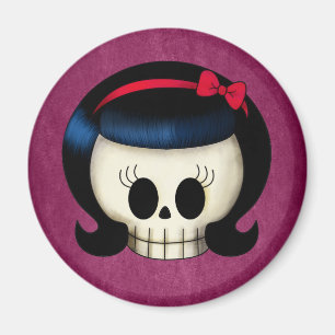Schädel des Rockabilly Mädchens Magnet