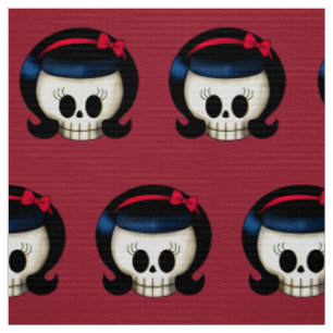 Schädel des Rockabilly Mädchens Stoff