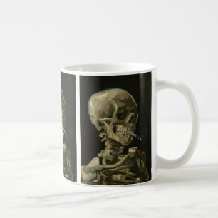 Schädel des Skeletts mit brennender Zigarette, Van Kaffeetasse